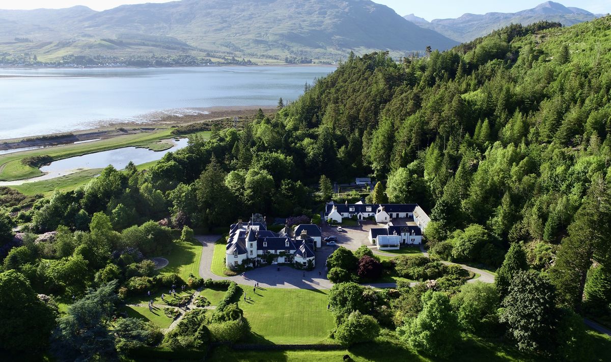 Attadale - general view showing sunken garden and giant sundial